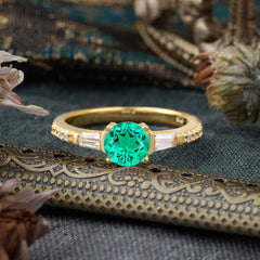 1 Carat Emerald Engagement Ring Side Stone Promise Ring