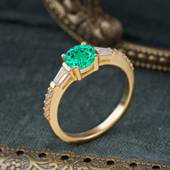 1 Carat Emerald Engagement Ring Side Stone Promise Ring