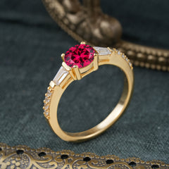 1 Carat 4 Prong Ruby Engagement Ring Side Stone Promise Ring