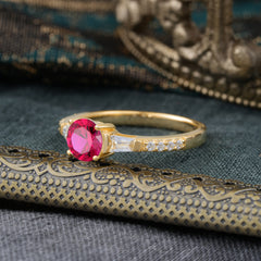1 Carat 4 Prong Ruby Engagement Ring Side Stone Promise Ring