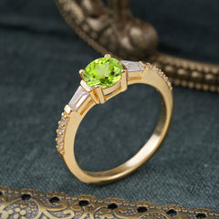 1 Carat Peridot Engagement Ring Side Stone Promise Ring