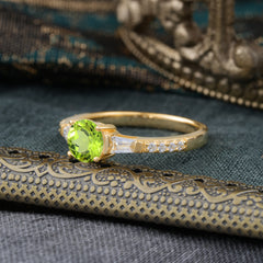 1 Carat Peridot Engagement Ring Side Stone Promise Ring