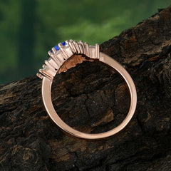 Round Cut Sapphire Engagement Ring Cluster 6-Prong Setting