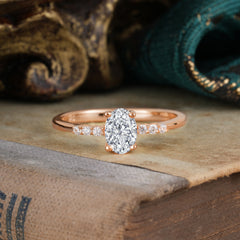 1 Carat Oval Cut 4-Prong Lab Diamond Dainty Engagement Ring