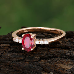 1 Carat Oval Cut Ruby Dainty Engagement Ring