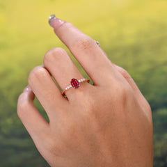 1 Carat Oval Cut Ruby Dainty Engagement Ring