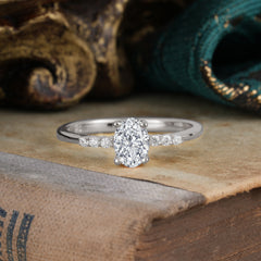 1 Carat Oval Cut 4-Prong Lab Diamond Dainty Engagement Ring