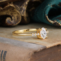 1 Carat Oval Cut 4 Prong Moissanite Dainty Engagement Ring