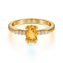 1 Carat Oval Cut Citrine Dainty Engagement Ring