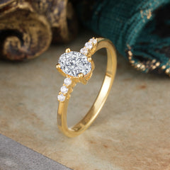 1 Carat Oval Cut 4-Prong Lab Diamond Dainty Engagement Ring