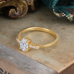 1 Carat Oval Cut 4-Prong Lab Diamond Dainty Engagement Ring