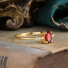 1 Carat Oval Cut Garnet Dainty Engagement Ring