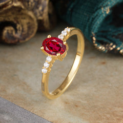 1 Carat Oval Cut Ruby Dainty Engagement Ring