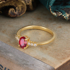 1 Carat Oval Cut Ruby Dainty Engagement Ring