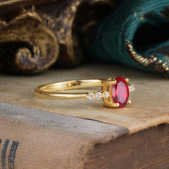 1 Carat Oval Cut Ruby Dainty Engagement Ring