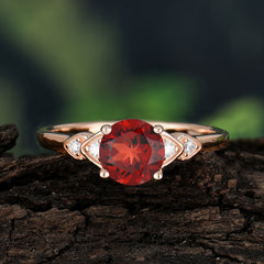 Classic Round Garnet Engagement Ring for Women
