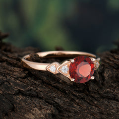 Classic Round Garnet Engagement Ring for Women