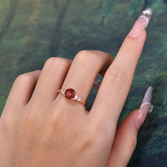 Classic Round Garnet Engagement Ring for Women
