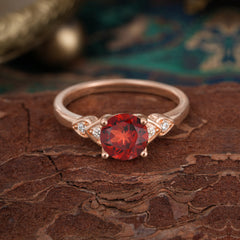 Classic Round Garnet Engagement Ring for Women