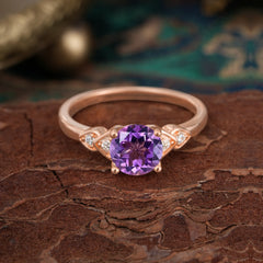 Classic Round Amethyst Engagement Ring for Women