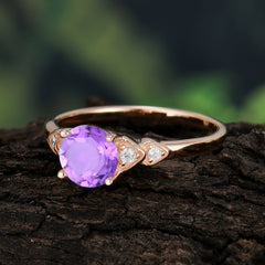 Classic Round Amethyst Engagement Ring for Women