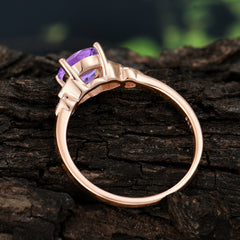 Classic Round Amethyst Engagement Ring for Women