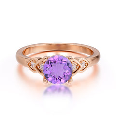 Classic Round Amethyst Engagement Ring for Women