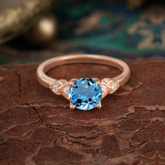 Classic Round Aquamarine Engagement Ring for Women