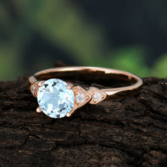 Classic Round Aquamarine Engagement Ring for Women