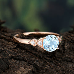 Classic Round Aquamarine Engagement Ring for Women