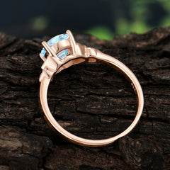 Classic Round Aquamarine Engagement Ring for Women