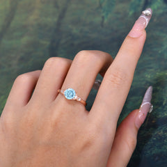 Classic Round Aquamarine Engagement Ring for Women