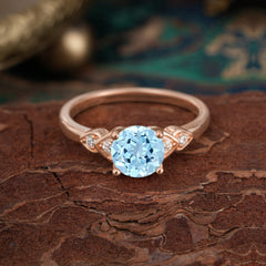 Classic Round Aquamarine Engagement Ring for Women