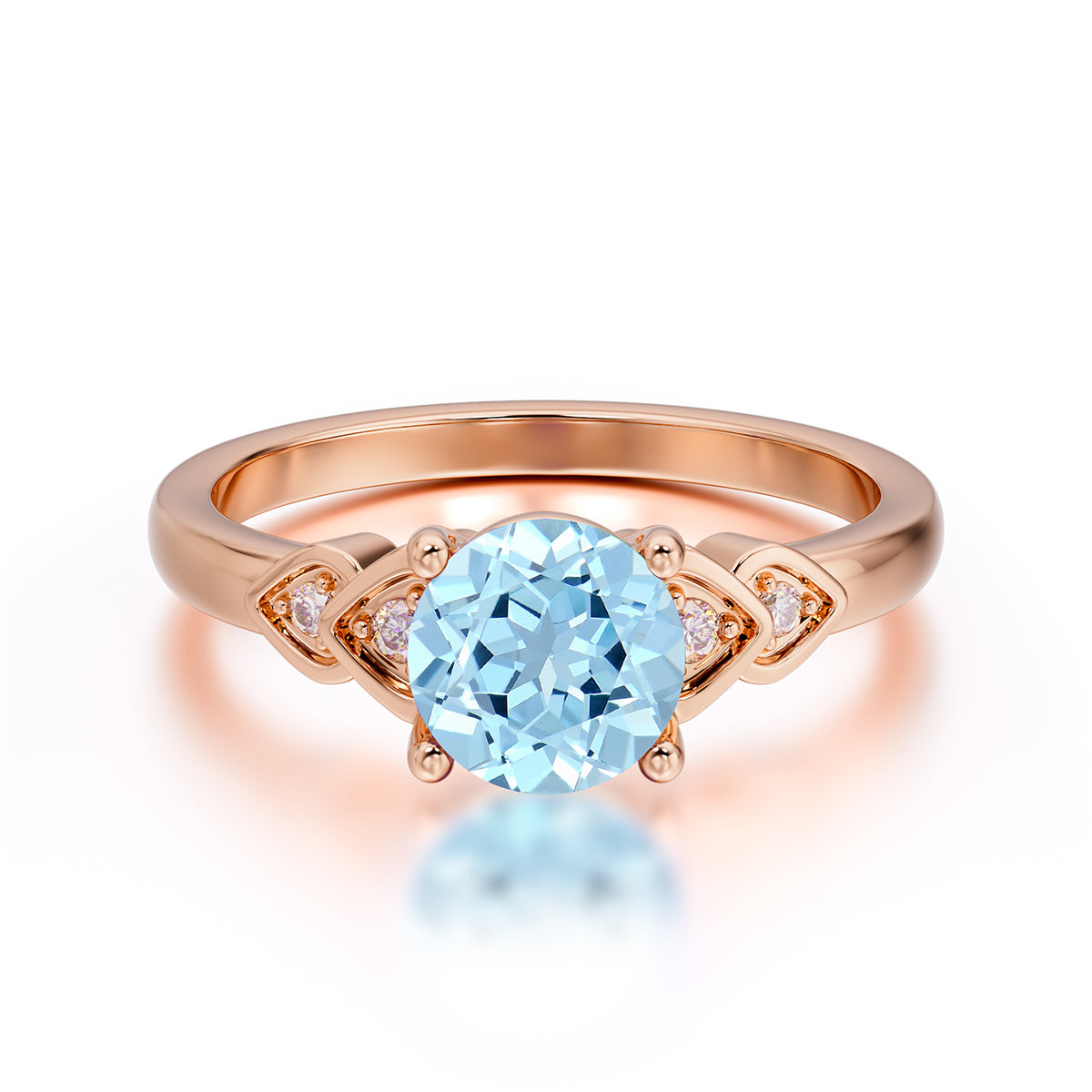 Classic Round Aquamarine Engagement Ring for Women