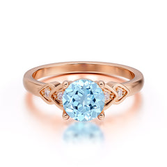 Classic Round Aquamarine Engagement Ring for Women