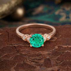 Classic Round Emerald Engagement Ring for Women