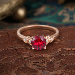 4 Prong Classic Round Ruby Engagement Ring for Women