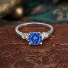 Classic Round Sapphire Engagement Ring for Women