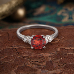 Classic Round Garnet Engagement Ring for Women