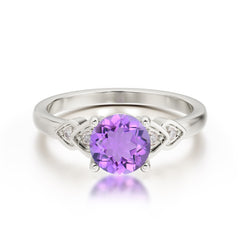 Classic Round Amethyst Engagement Ring for Women