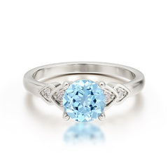 Classic Round Aquamarine Engagement Ring for Women