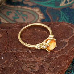 4 Prong Classic Round Citrine Engagement Ring for Women