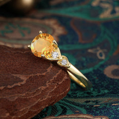 4 Prong Classic Round Citrine Engagement Ring for Women