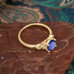 4 Prong Classic Round Tanzanite Engagement Ring for Women