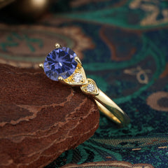 4 Prong Classic Round Tanzanite Engagement Ring for Women