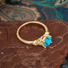 4 Prong Classic Round Turquoise Engagement Ring for Women