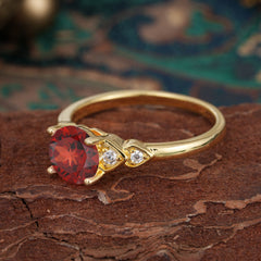 Classic Round Garnet Engagement Ring for Women