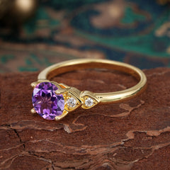 Classic Round Amethyst Engagement Ring for Women
