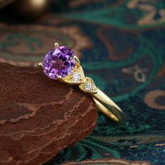 Classic Round Amethyst Engagement Ring for Women
