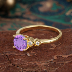 Classic Round Amethyst Engagement Ring for Women